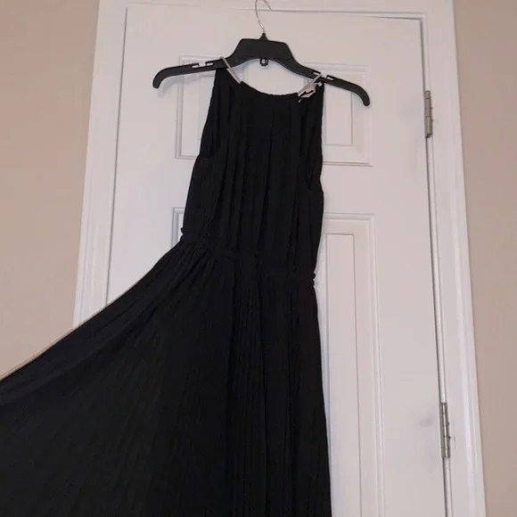 Michael Kors | Dresses | Michael Kors Pleated Georgette Halter Black Dress  | Poshmark